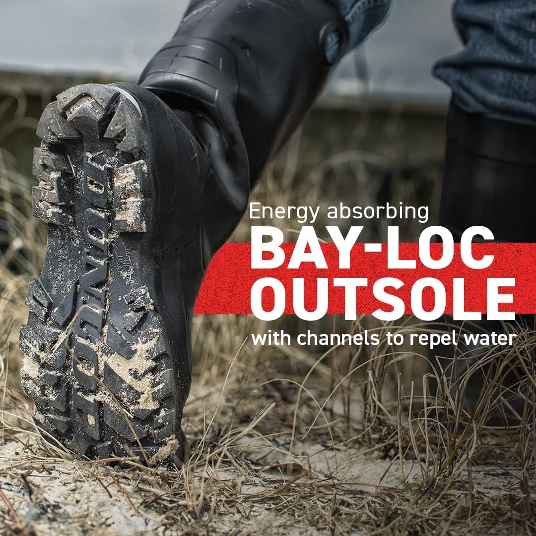 DUNLOP Protective Footwear, Chesapeake Plain Toe, 100% Waterproof, Lightweight and Durable PVC Boots, Slip Resistant, 8677577.10, Size 10 US, Black