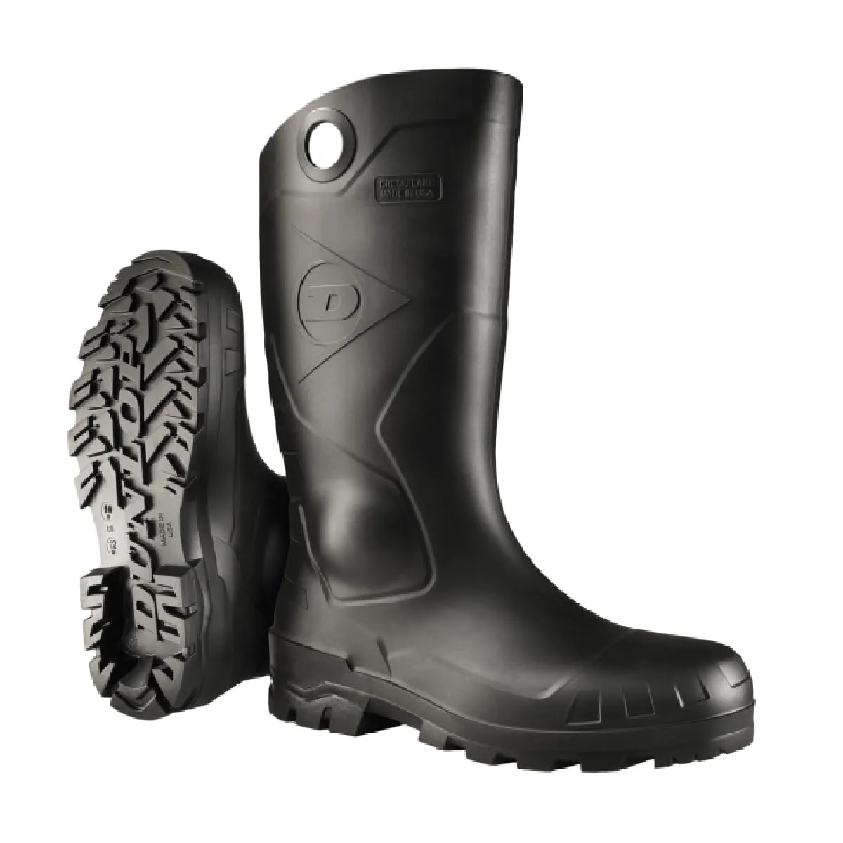 DUNLOP Protective Footwear, Chesapeake Plain Toe, 100% Waterproof, Lightweight and Durable PVC Boots, Slip Resistant, 8677577.10, Size 10 US, Black