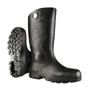 DUNLOP Protective Footwear, Chesapeake Plain Toe, 100% Waterproof, Lightweight and Durable PVC Boots, Slip Resistant, 8677577.10, Size 10 US, Black