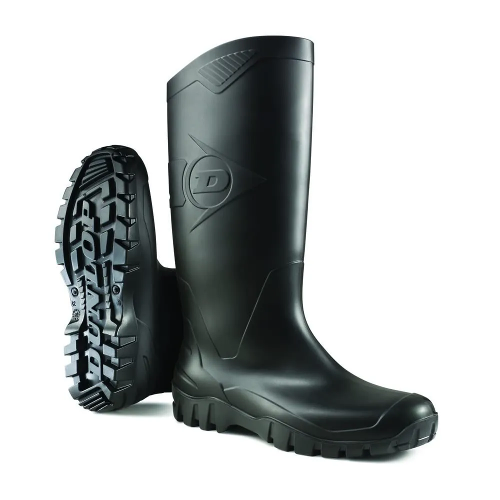 DUNLOP Protective Footwear, Dane, 100% Waterproof PVC, Lightweight and Durable Protective Footwear, MD0HD01.08, Size 8, Black
