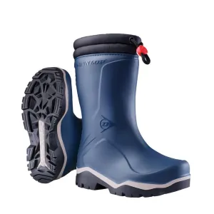DUNLOP Protective Footwear, Kids Blizzard Blue/Grey/Black, Fur-Lined Winter Boot, K354061.34, Size 3 US