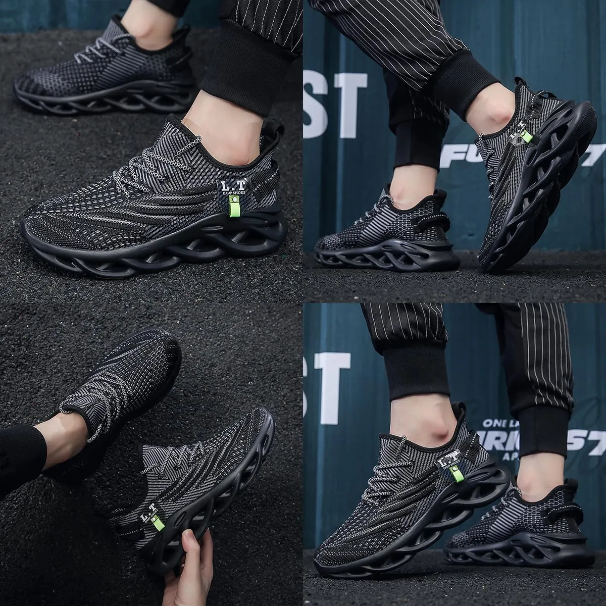 EGMPDA Men Shoes Running Slip On Tennis Walking Shoes Lightweight Breathable Sneakers for Gym Work Casual Soft Sole Trainers Non Slip Athletic Footwear Light_Green Size US 6.5