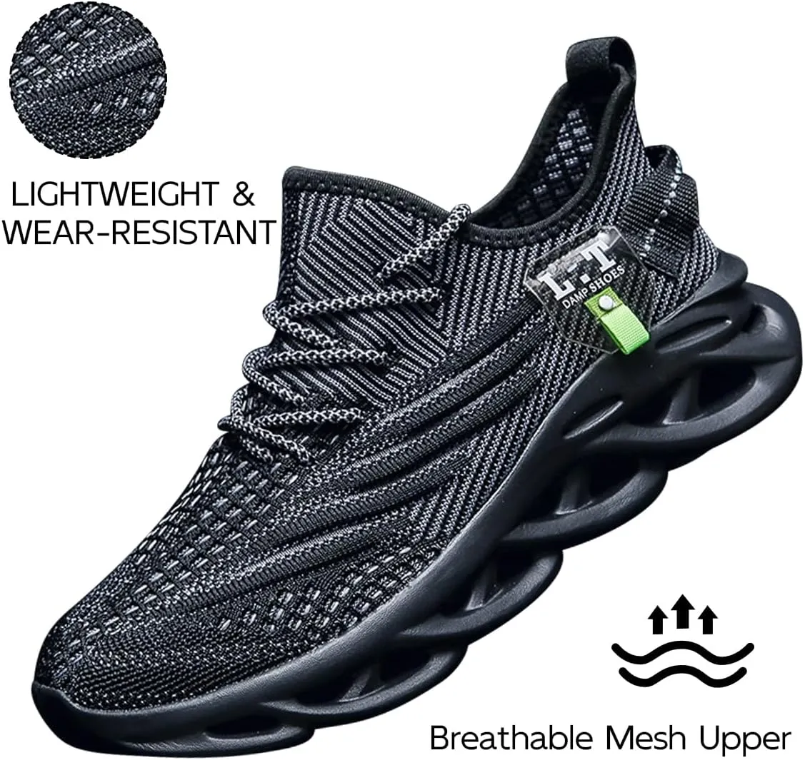 EGMPDA Men Shoes Running Slip On Tennis Walking Shoes Lightweight Breathable Sneakers for Gym Work Casual Soft Sole Trainers Non Slip Athletic Footwear Light_Green Size US 6.5
