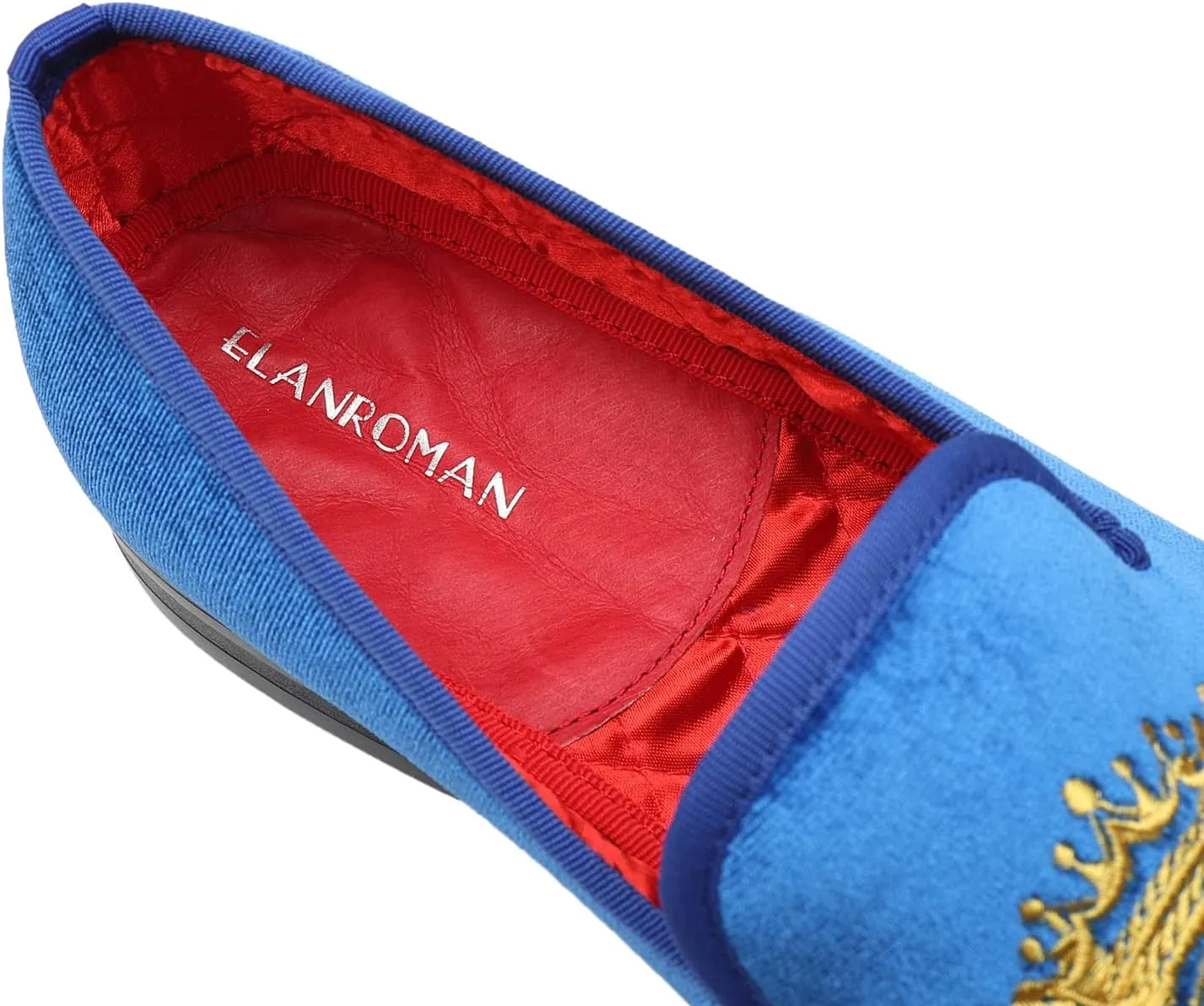 ELANROMAN Men's Loafers Velvet Embroidery Slip on Penny Party Wedding Prom Shoes