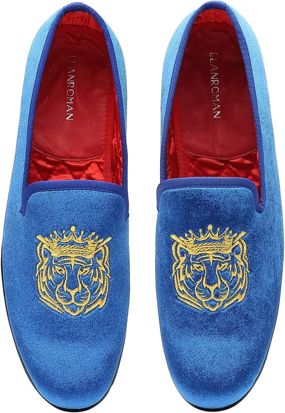 ELANROMAN Men's Loafers Velvet Embroidery Slip on Penny Party Wedding Prom Shoes