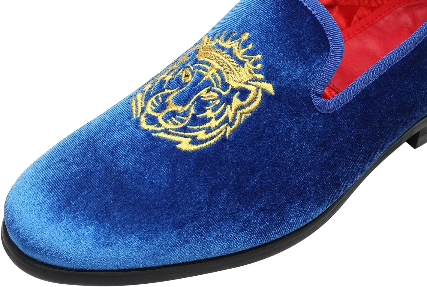 ELANROMAN Men's Loafers Velvet Embroidery Slip on Penny Party Wedding Prom Shoes