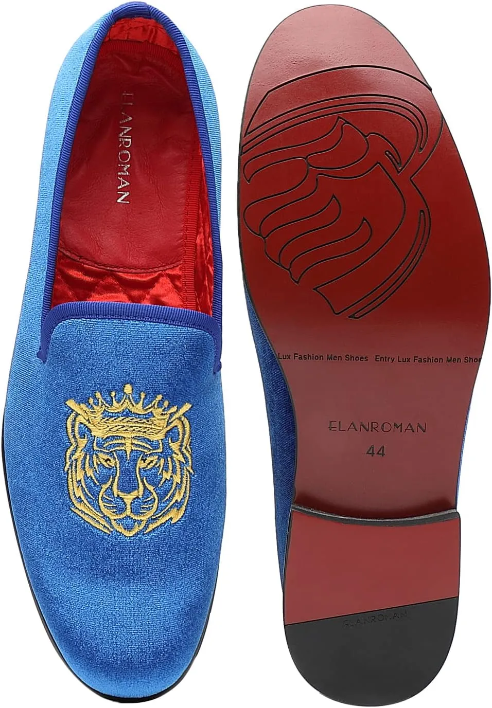ELANROMAN Men's Loafers Velvet Embroidery Slip on Penny Party Wedding Prom Shoes