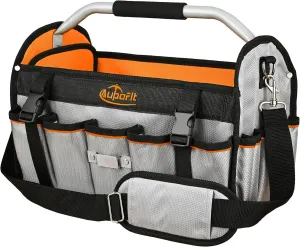 Electrician Tool Bag, 16 In Open Top Tool Bags Heavy Duty Tool Tote Bag with Handle (Orange-Gray)