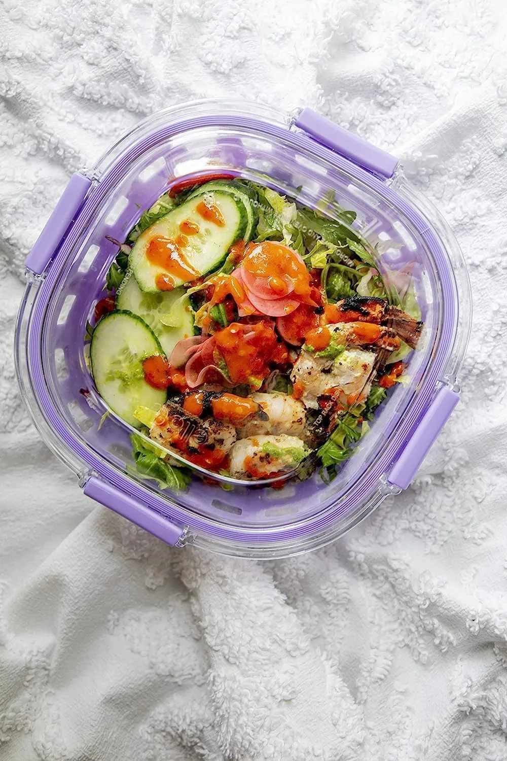 Ello DuraGlass Food Storage Glass Lunch Bowl Container - Meal Prep Container with Silicone Sleeve and Airtight Lid, 5 Cup, Lilac