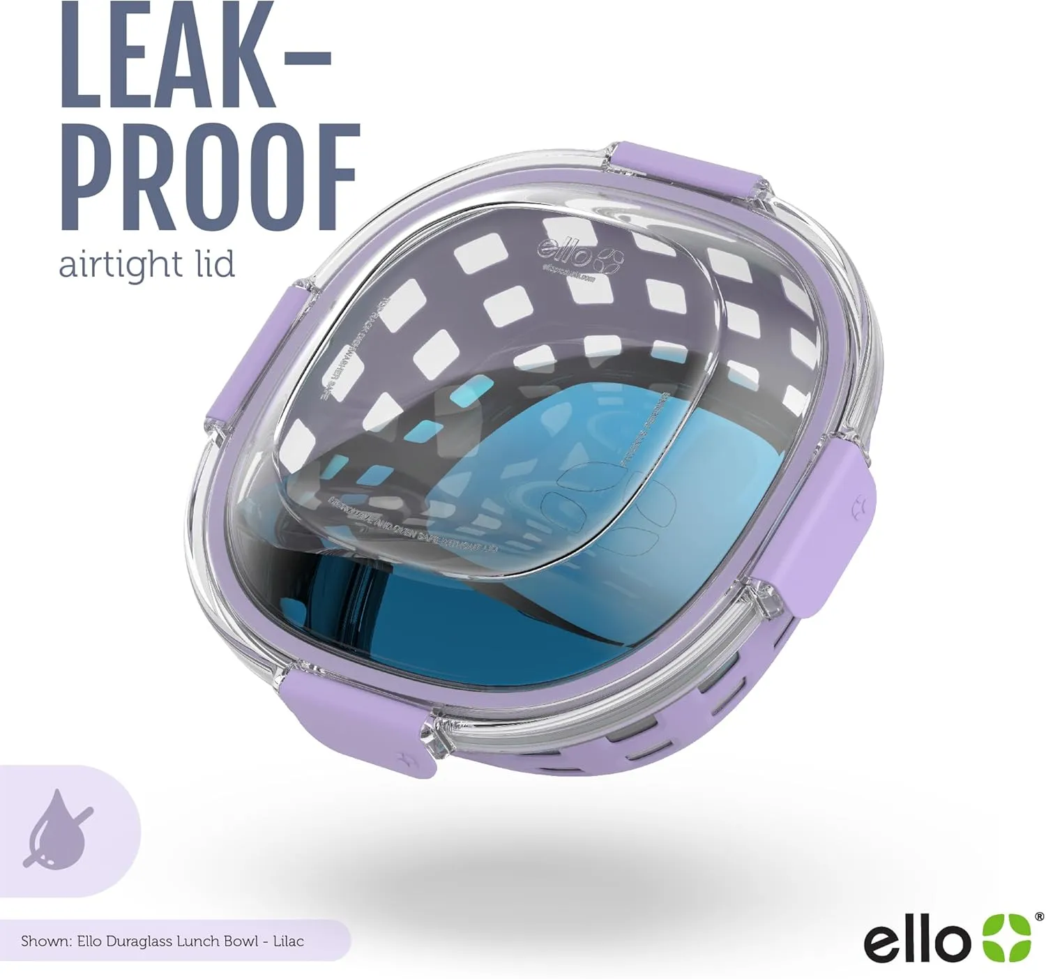 Ello DuraGlass Food Storage Glass Lunch Bowl Container - Meal Prep Container with Silicone Sleeve and Airtight Lid, 5 Cup, Lilac