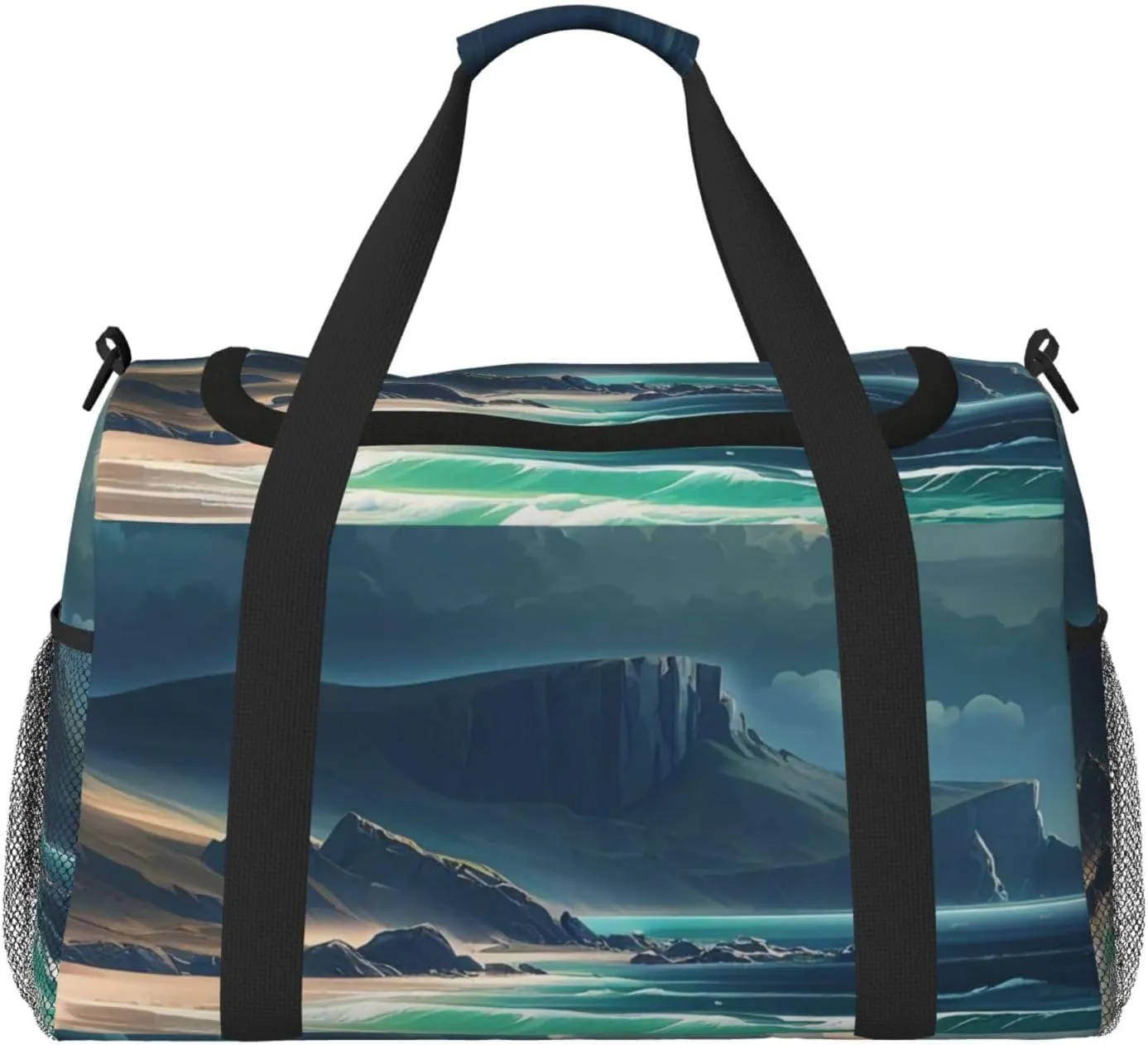 Enigmatic Shores Print Travel Duffel Bag for Men & Women, Foldable Travel Bags and Spacious Weekender Tote Bag for Storage Toiletry Luggage Personal Item