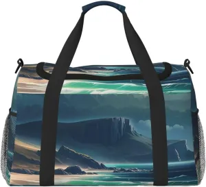 Enigmatic Shores Print Travel Duffel Bag for Men & Women, Foldable Travel Bags and Spacious Weekender Tote Bag for Storage Toiletry Luggage Personal Item