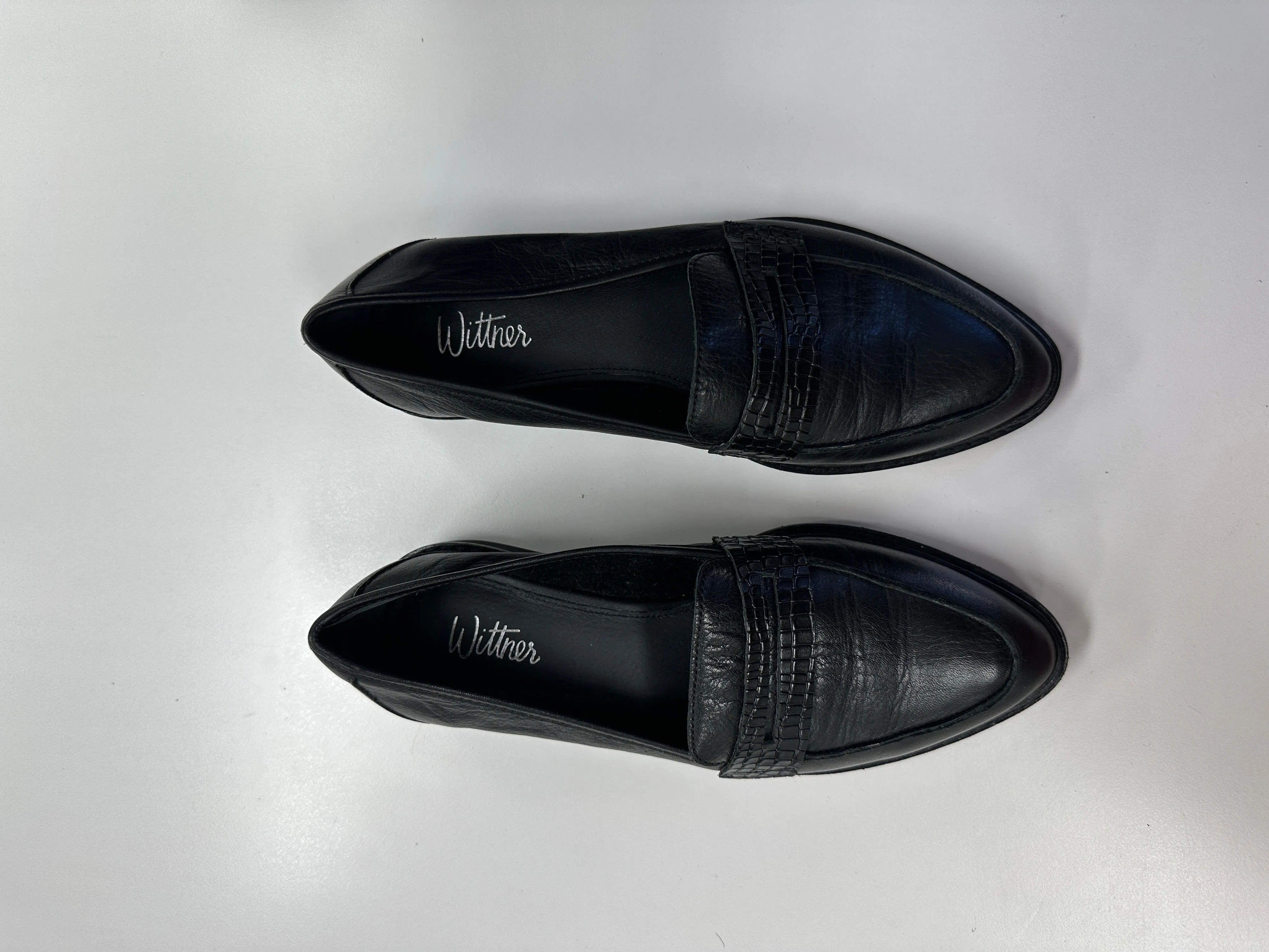 Espresso Black Leather Almond Toe Loafer
