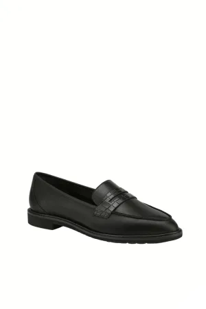 Espresso Black Leather Almond Toe Loafer