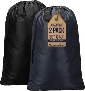 Extra Large Travel Laundry Bags, Dirty Cloth Organizer Bag for Traveling Drawstring Waterproof Bag Machine Washable nylon Hamper Bag or Basket (30x40 Inch, Dark Grey & Black)