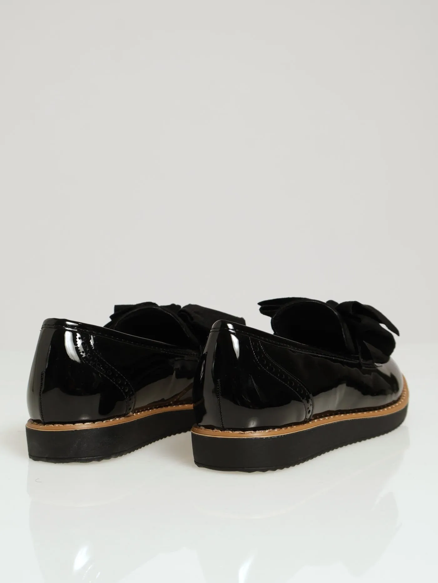 Fabric Loafer With Bow - Black