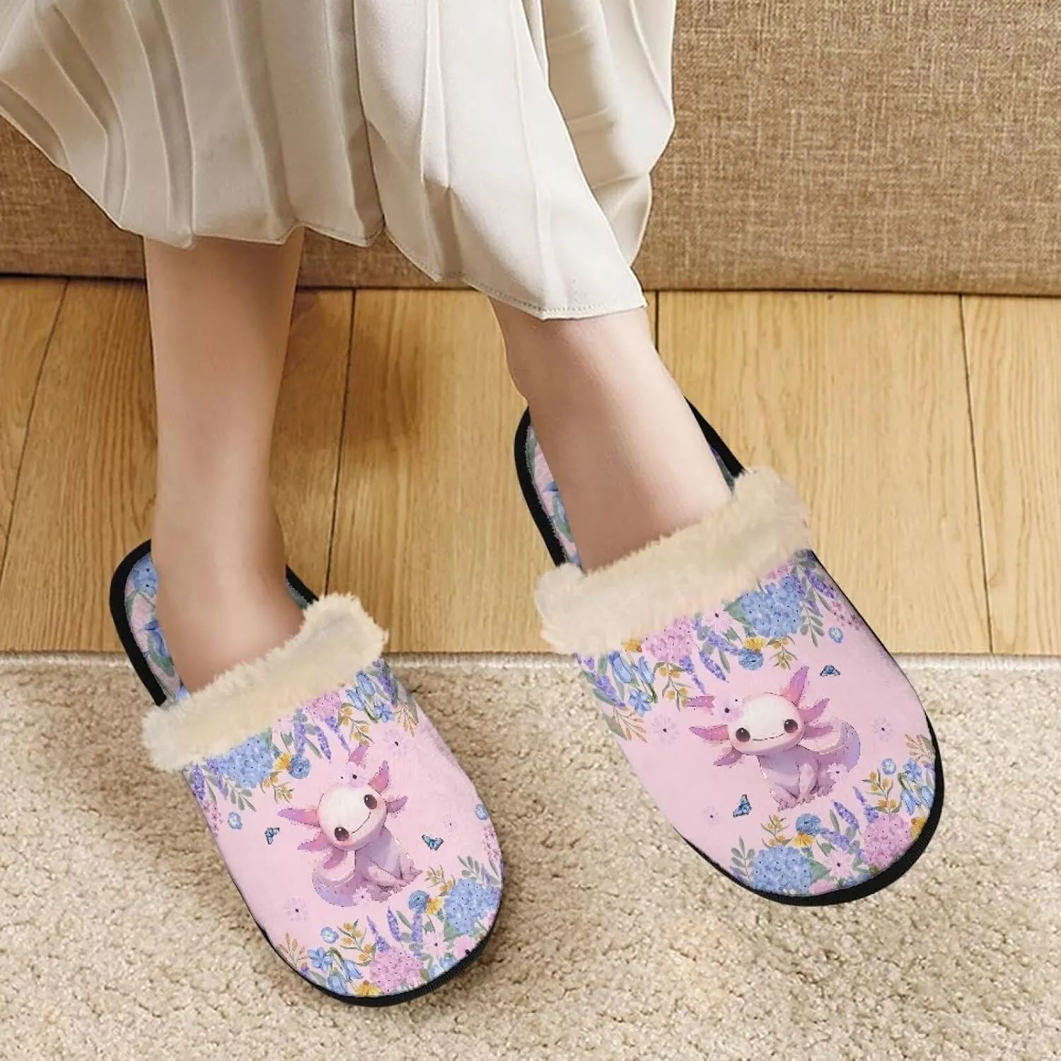 Fall Fuzzy Slippers for Man Anti-Skid Slippers for Women Indoor Fluffy Ultra Soft House Slippers for Autumn Winter