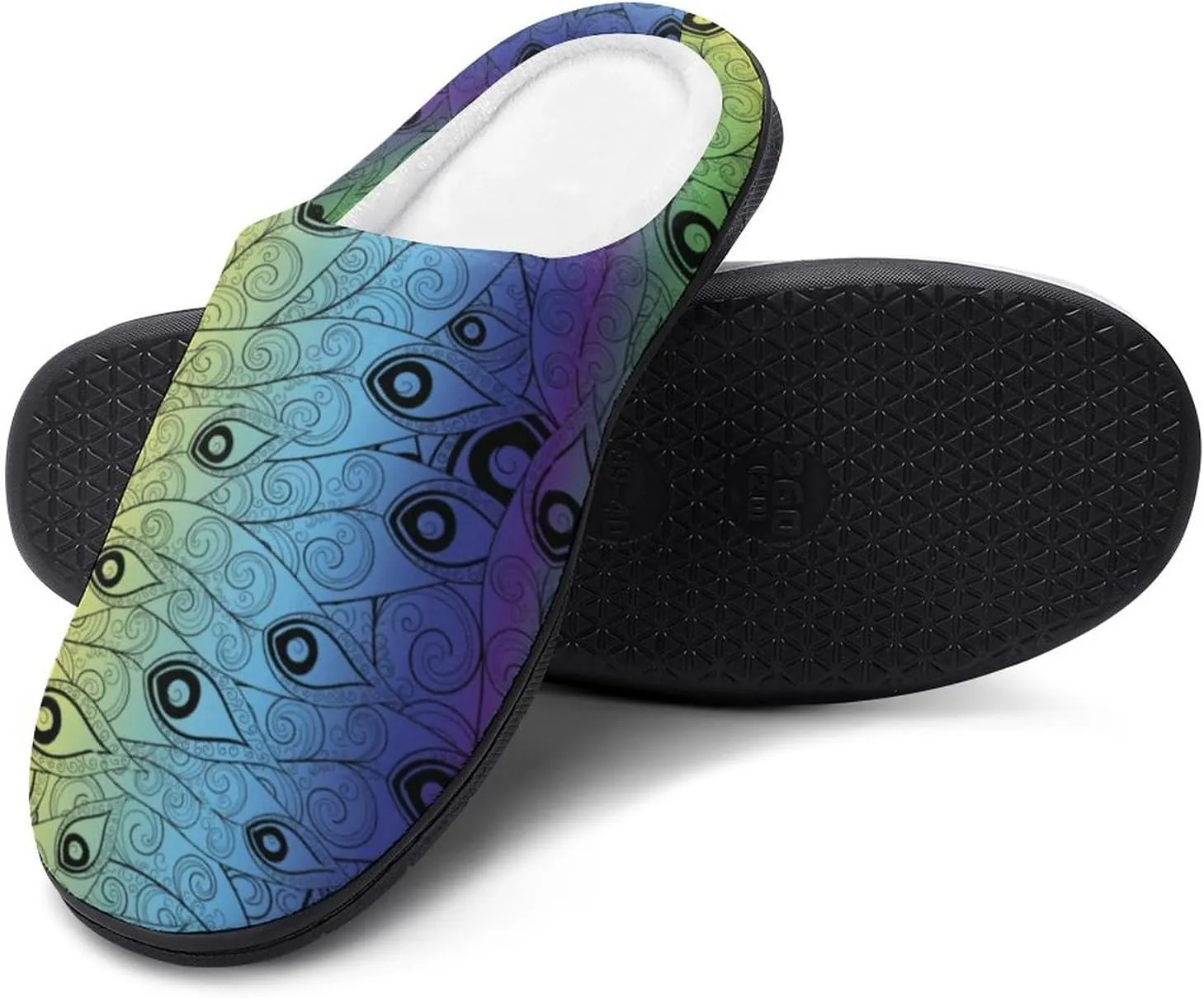 Fantasy Peacock Slippers for Women Girls Soft Indoor Outdoor Winter Warm Comfy House Bedroom Slippers