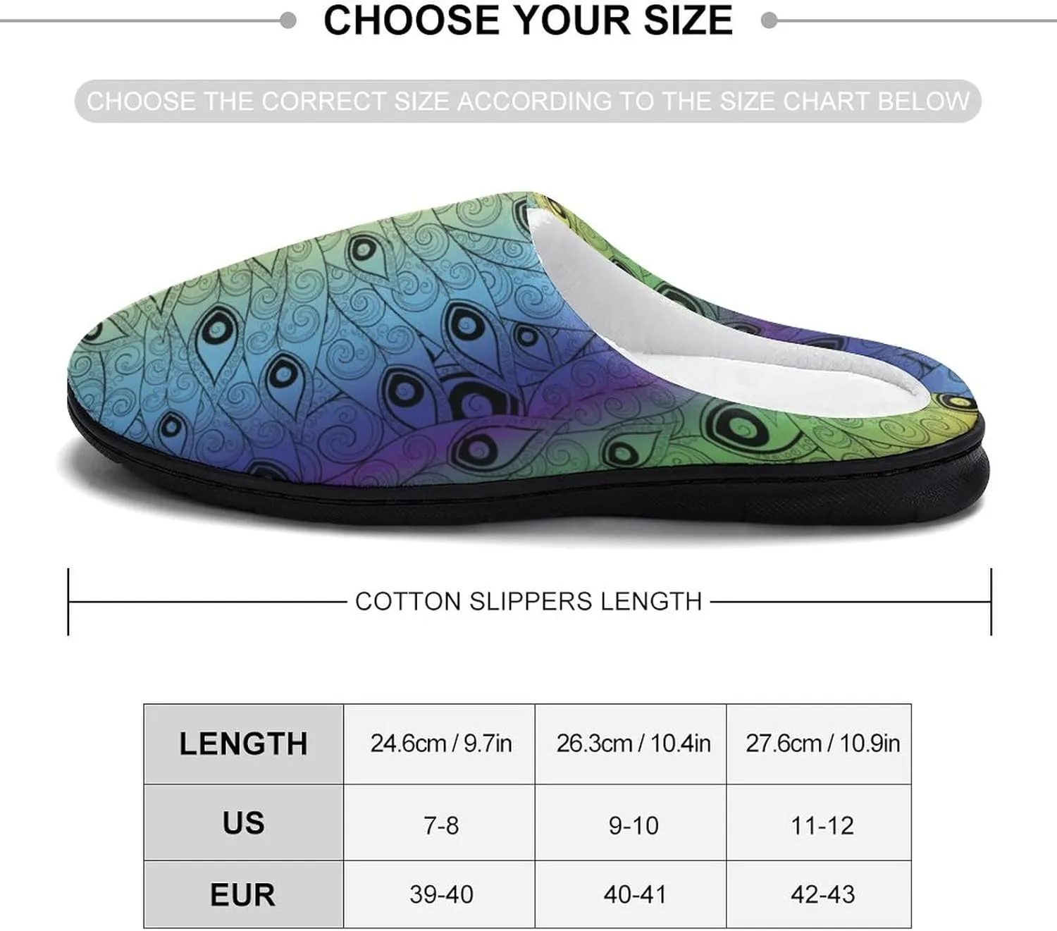 Fantasy Peacock Slippers for Women Girls Soft Indoor Outdoor Winter Warm Comfy House Bedroom Slippers