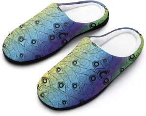 Fantasy Peacock Slippers for Women Girls Soft Indoor Outdoor Winter Warm Comfy House Bedroom Slippers