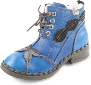 Faux Fur Lining Snow Boots Patchwork Washed Leather Shoes Lace-up Women's Ankle Boots