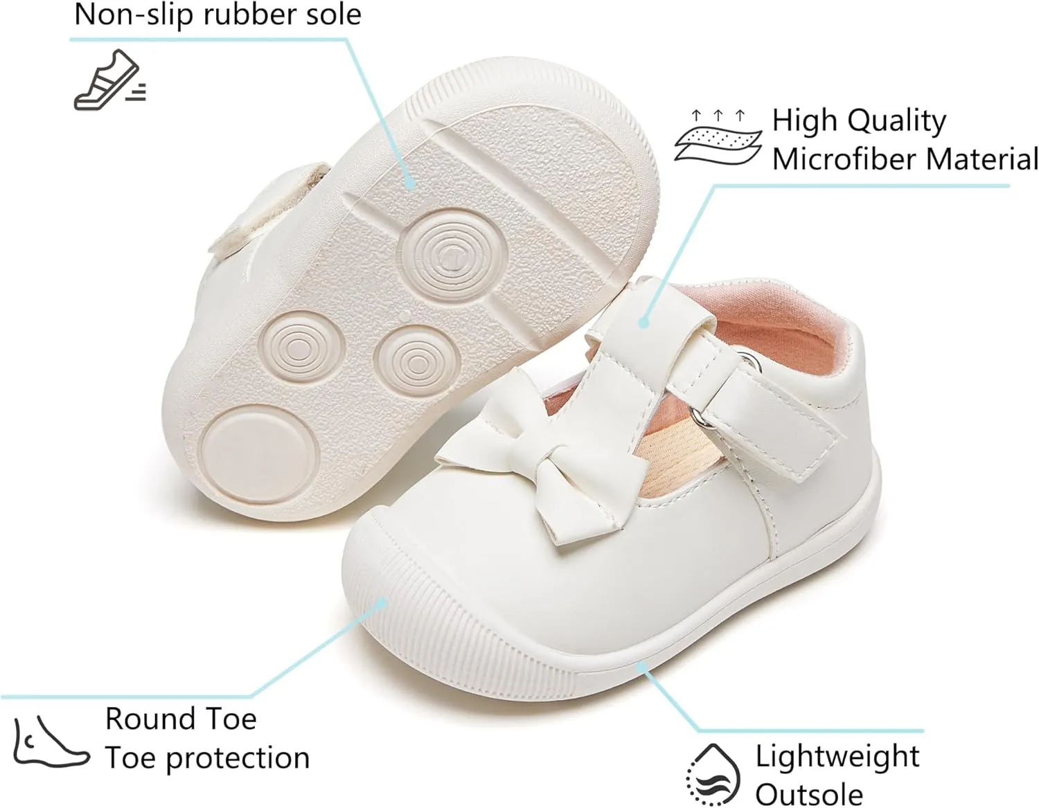 Felix & Flora Soft Sole Baby Dress Shoes - Infant Baby Walking Shoes Moccasinss Rubber Sole Crib Shoes