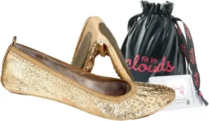 Fit in Clouds Stud Embellished Portable Foldable Ballet Flats with Carry Pouch