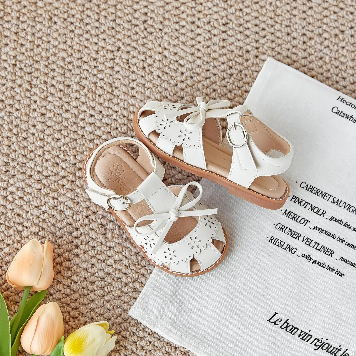 Flaryzone Toddler Little Girls Glitter Flower Open-Toe Flat Dress Sandals Summer Shoes