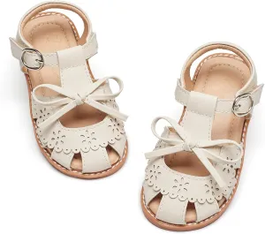 Flaryzone Toddler Little Girls Glitter Flower Open-Toe Flat Dress Sandals Summer Shoes