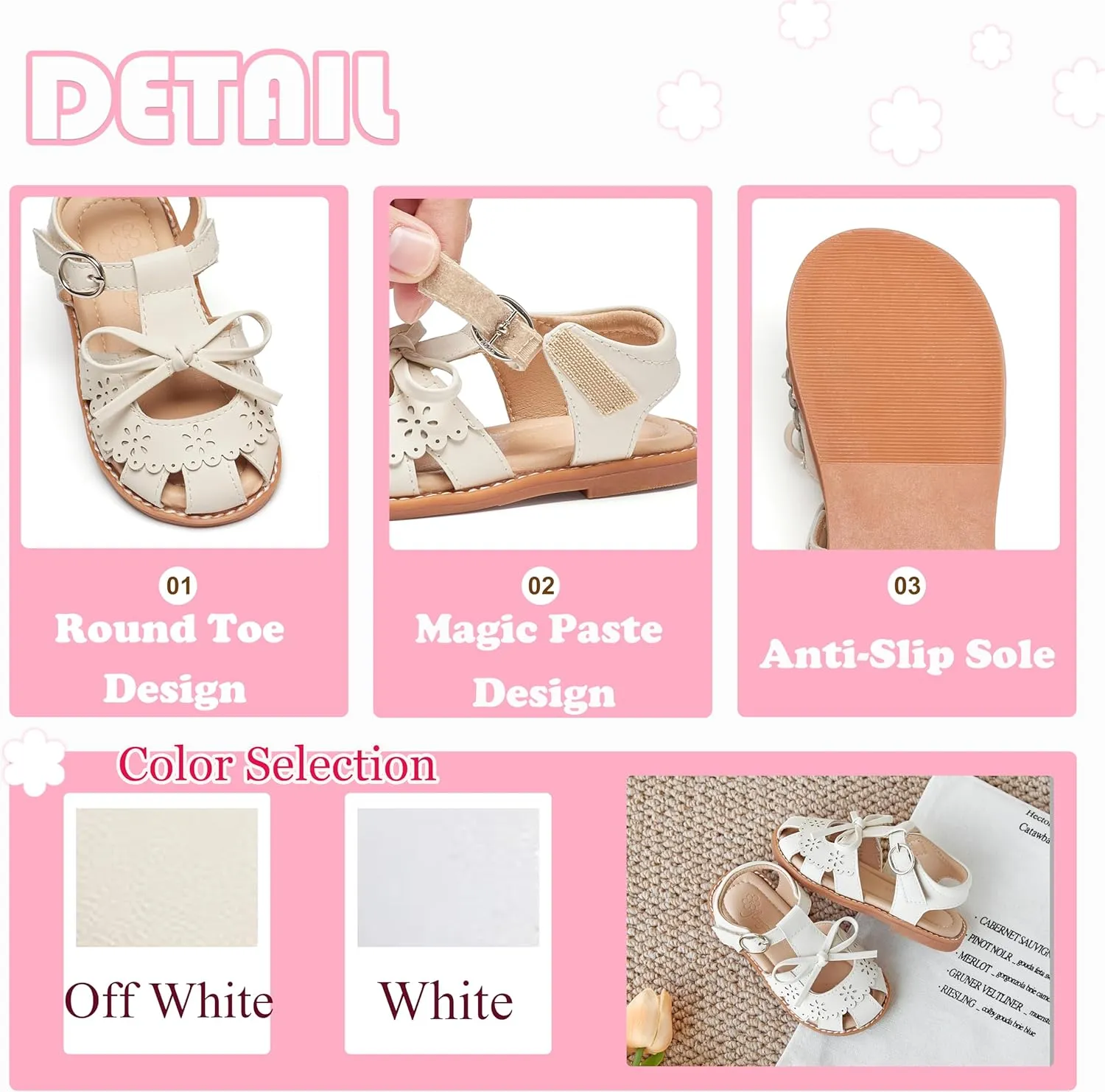 Flaryzone Toddler Little Girls Glitter Flower Open-Toe Flat Dress Sandals Summer Shoes