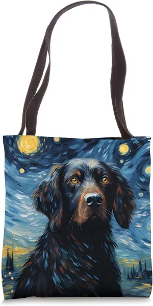 Flat Coated Retriever Dog In A Starry Sky Night Tote Bag