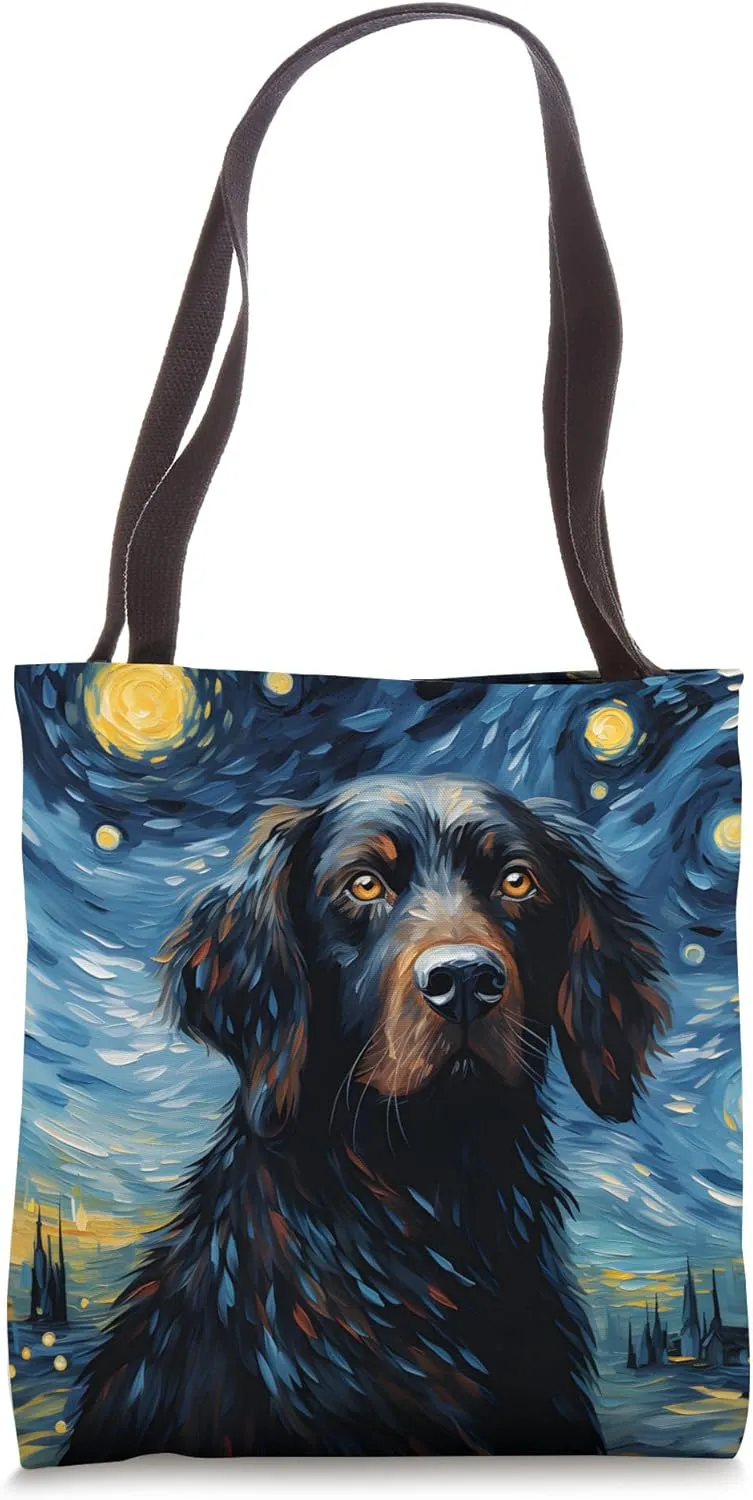 Flat Coated Retriever Dog In A Starry Sky Night Tote Bag
