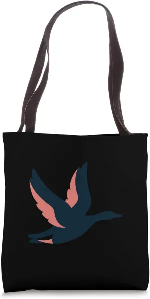 flat colorful silhouette of goose navy,coral stylized wings Tote Bag