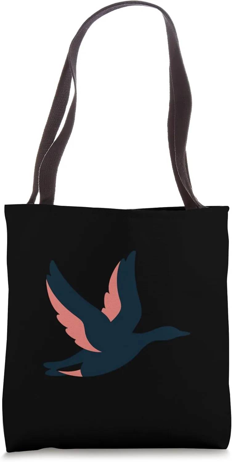 flat colorful silhouette of goose navy,coral stylized wings Tote Bag
