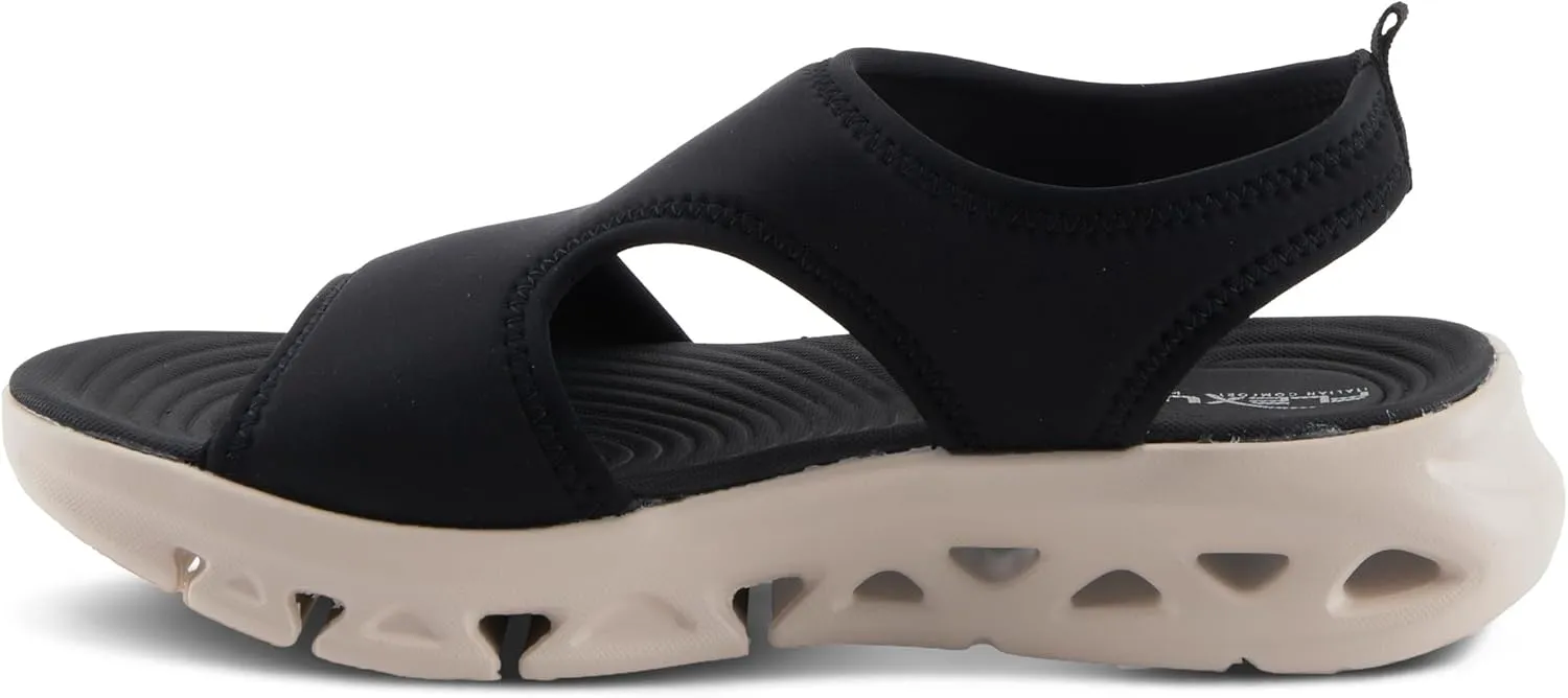 Flexus Women's GUZMAN Ankle Strap Sandals – Lycra Slip-On with Cushioned Footbed and Sporty EVA Outsole
