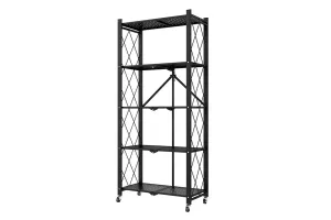 Foldable 5 Tier Kitchen Trolley Shelving Unit With Wheels