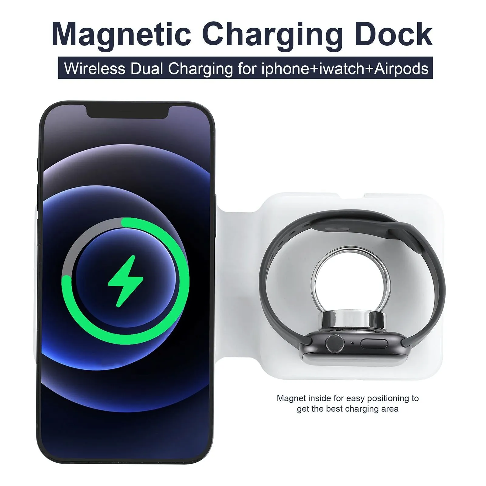 Foldable Dual Wireless Charger For Phones Iwatch Airpods