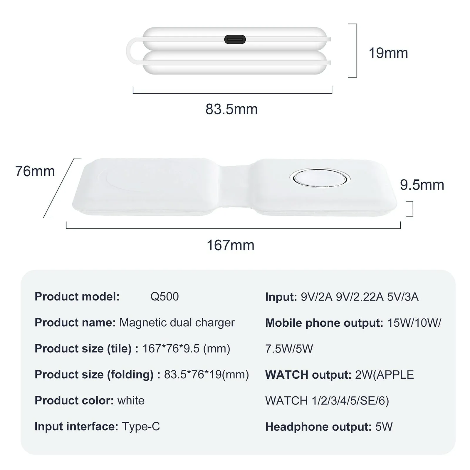 Foldable Dual Wireless Charger For Phones Iwatch Airpods