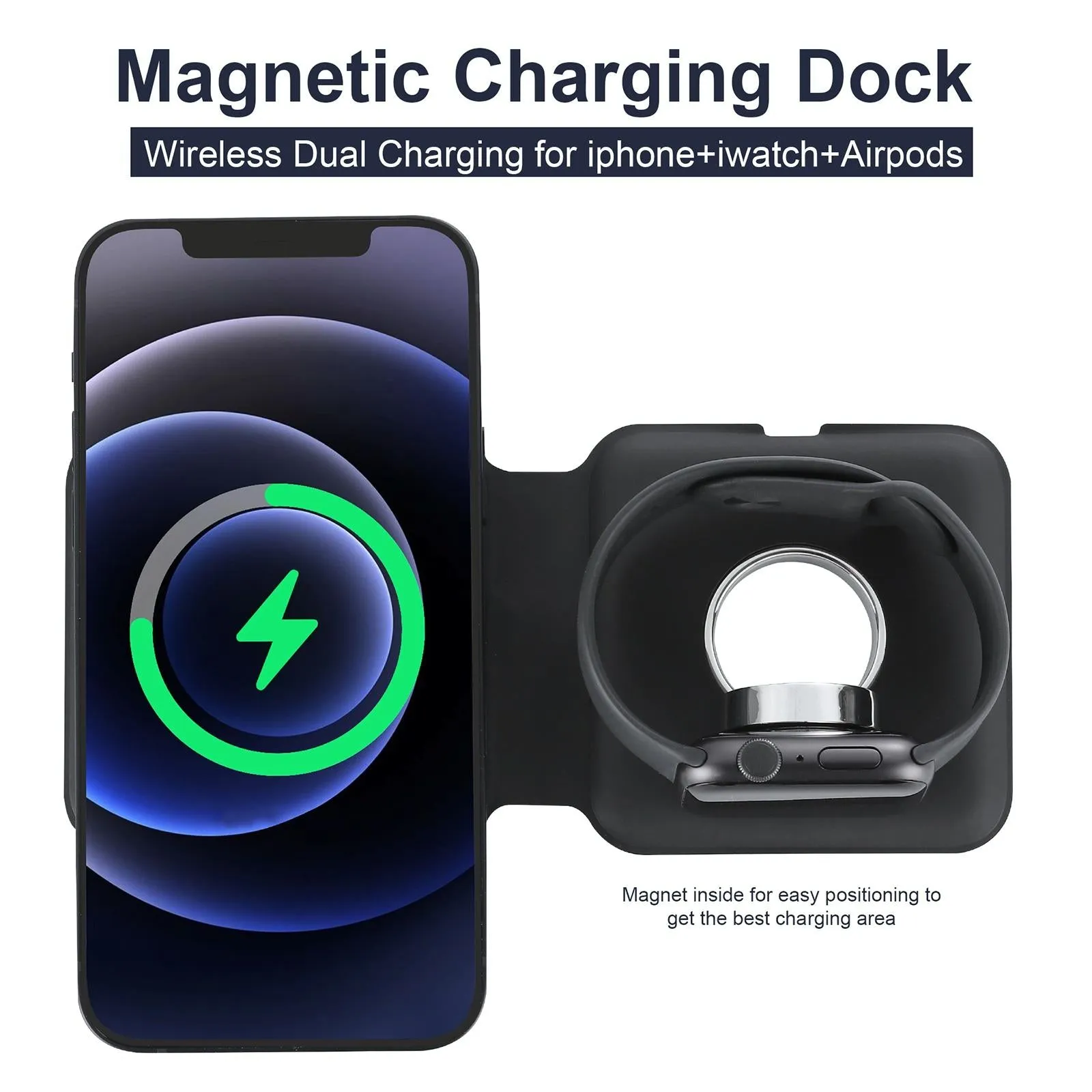 Foldable Dual Wireless Charger For Phones Iwatch Airpods
