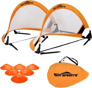 Foldable Pop Up Soccer Goal Pro 2 Portable Soccer Nets with Carrying Case and Training Cones,Practice in Backyard,School,Kids and Adults,Choose from 2.5', 4' Sizes