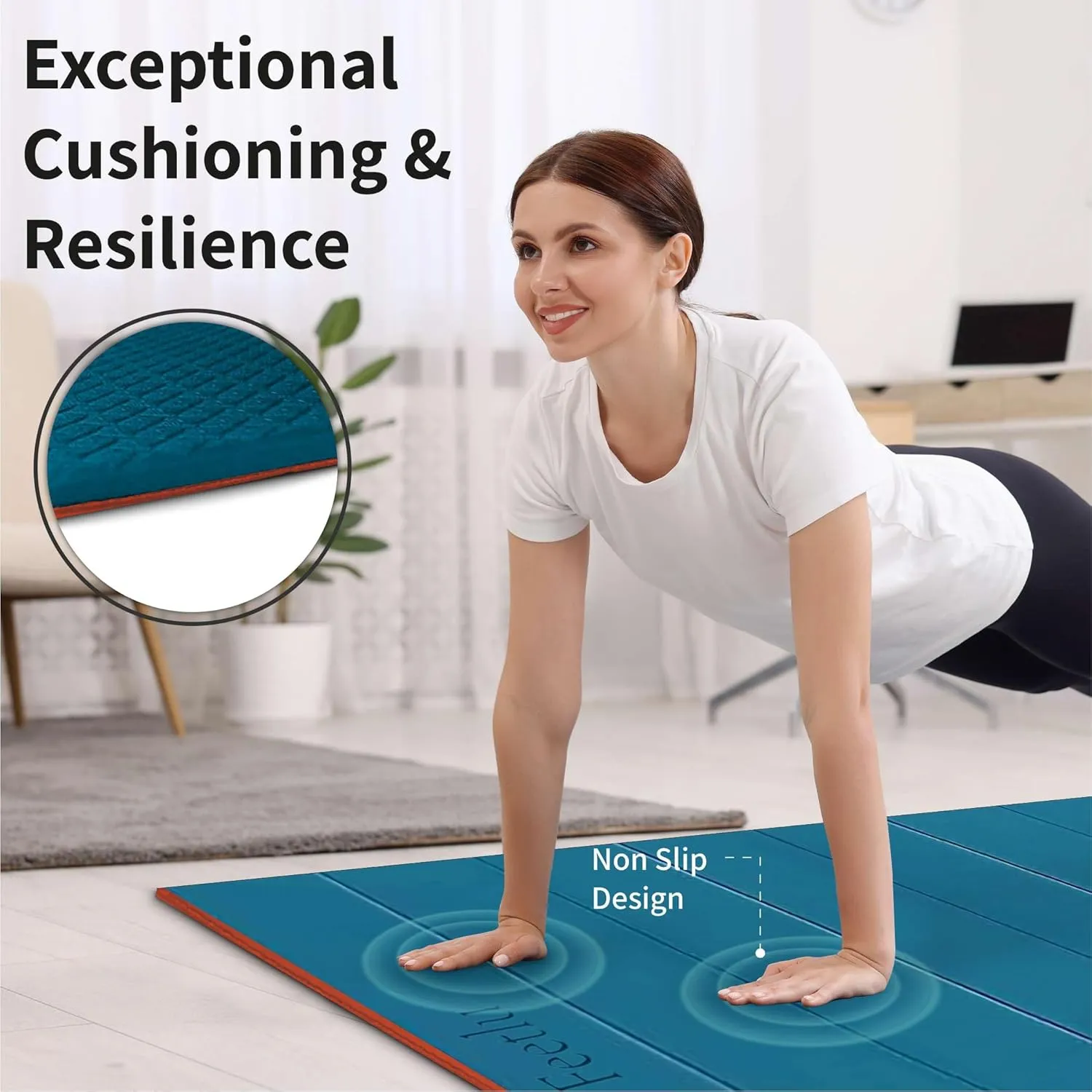 Foldable Wide & Large Yoga Mat – Cushioned, Compact & Easy to Store | 6mm & 8mm Thick | For Home, Gym, Travel, Yoga, Pilates & Floor Exercises
