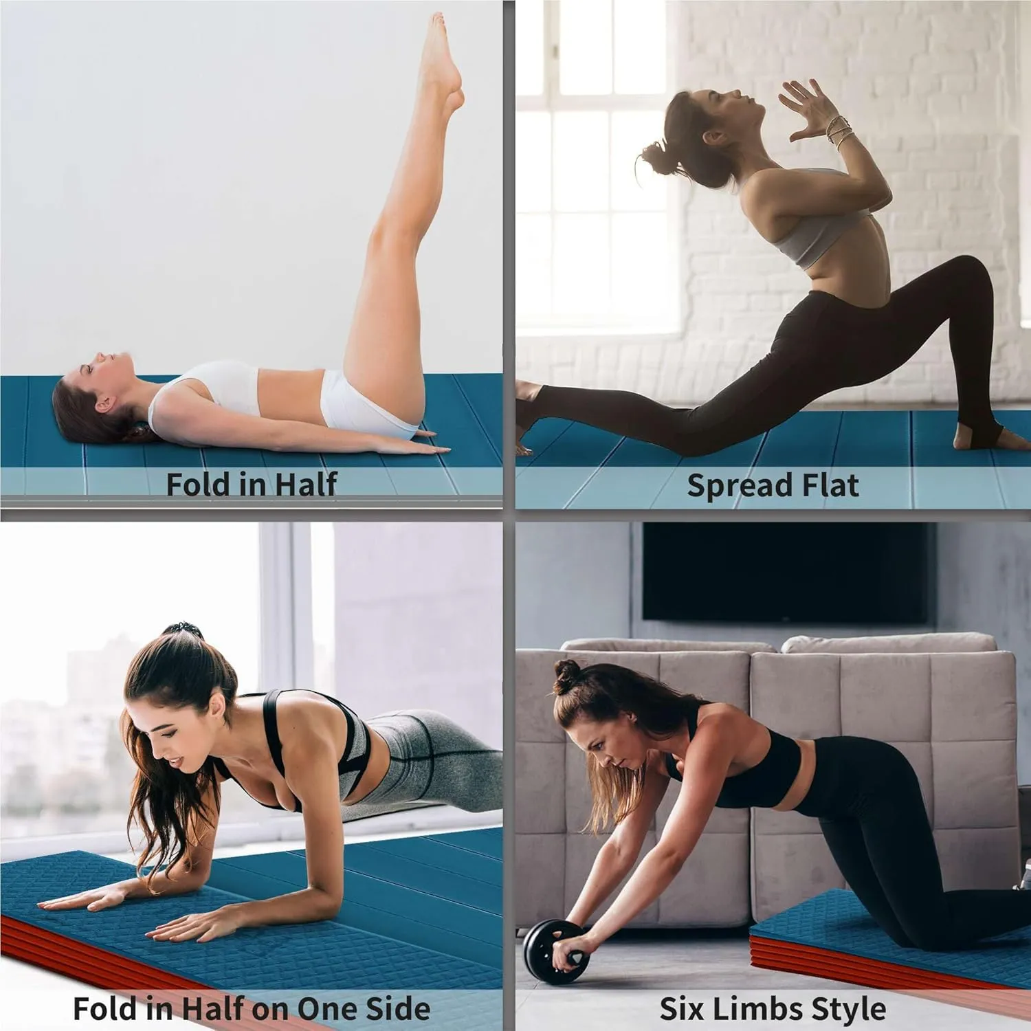 Foldable Wide & Large Yoga Mat – Cushioned, Compact & Easy to Store | 6mm & 8mm Thick | For Home, Gym, Travel, Yoga, Pilates & Floor Exercises