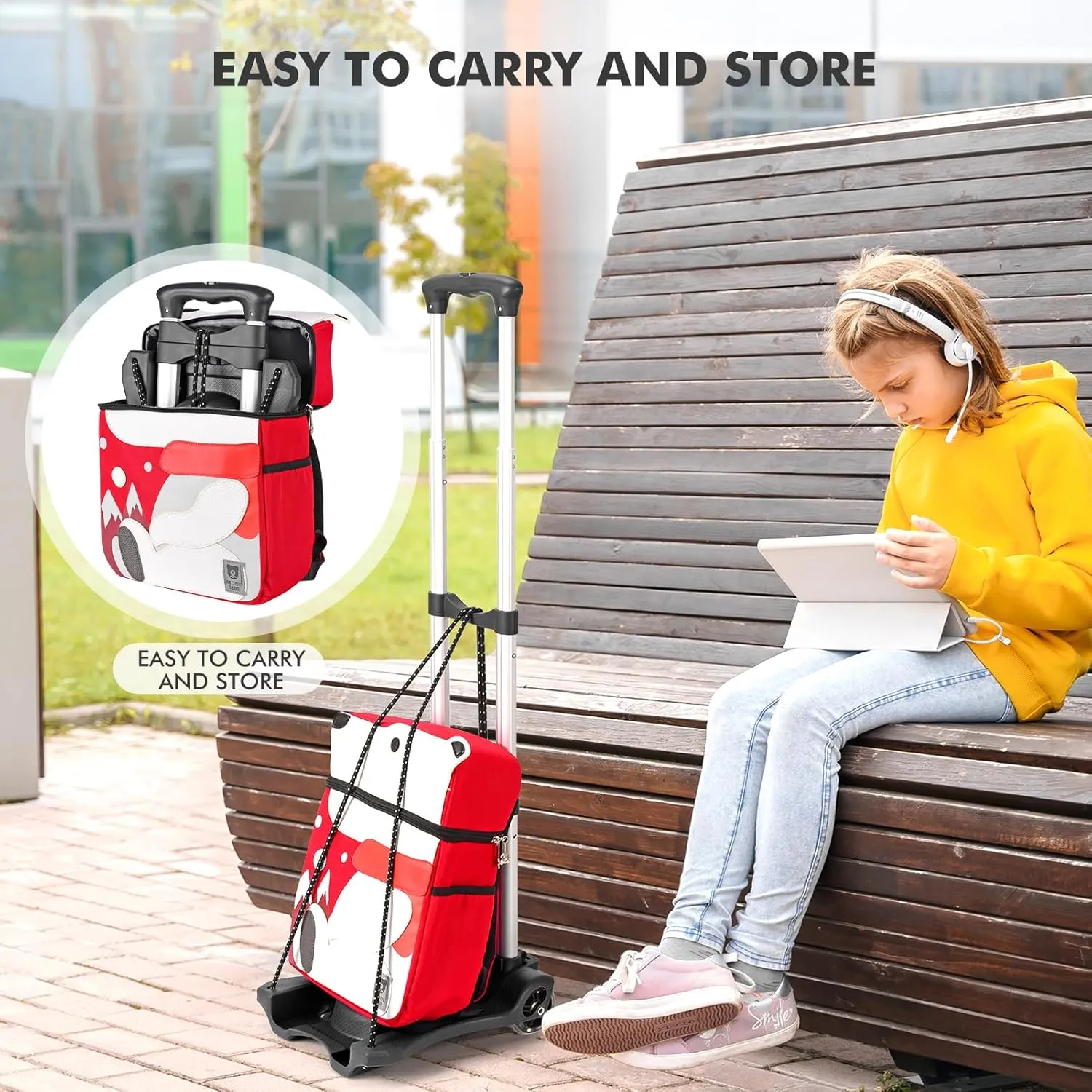 Folding Hand Truck, Heavy Duty Luggage Cart, Utility Dolly Platform Cart with 4 Wheels and 2 Elastic Ropes for Luggage, Travel, Moving, Shopping, Office Use (110LB, Black)