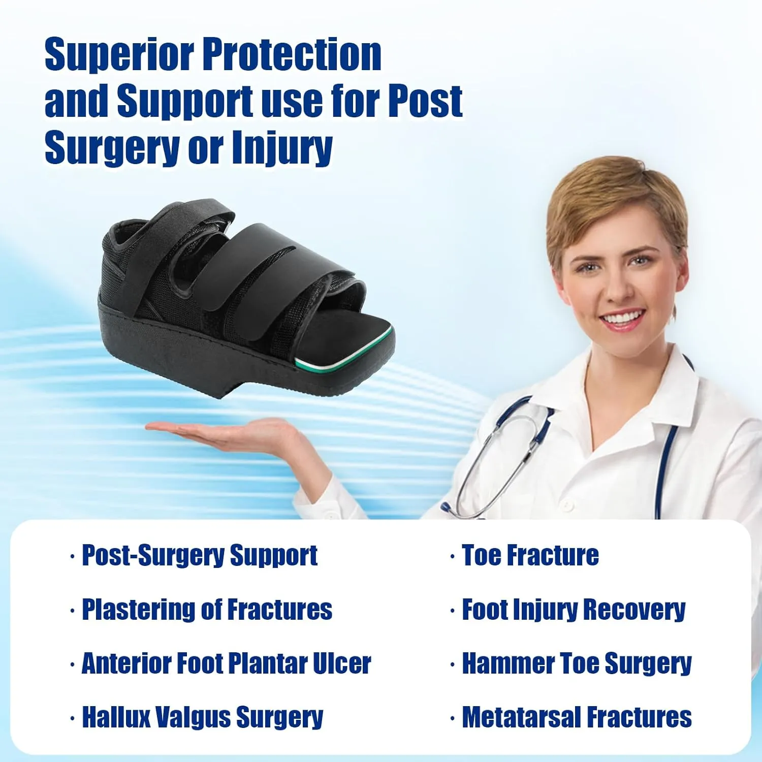 Forefoot Offloading Post Op Shoe-Wedge Post Op Shoe Ortho Wedge Healing Shoes - Offloading Shoes with Peg Assist Insole for Broken Toe, Bunion, Hammer toe, Diabetic Foot Ulcer, S