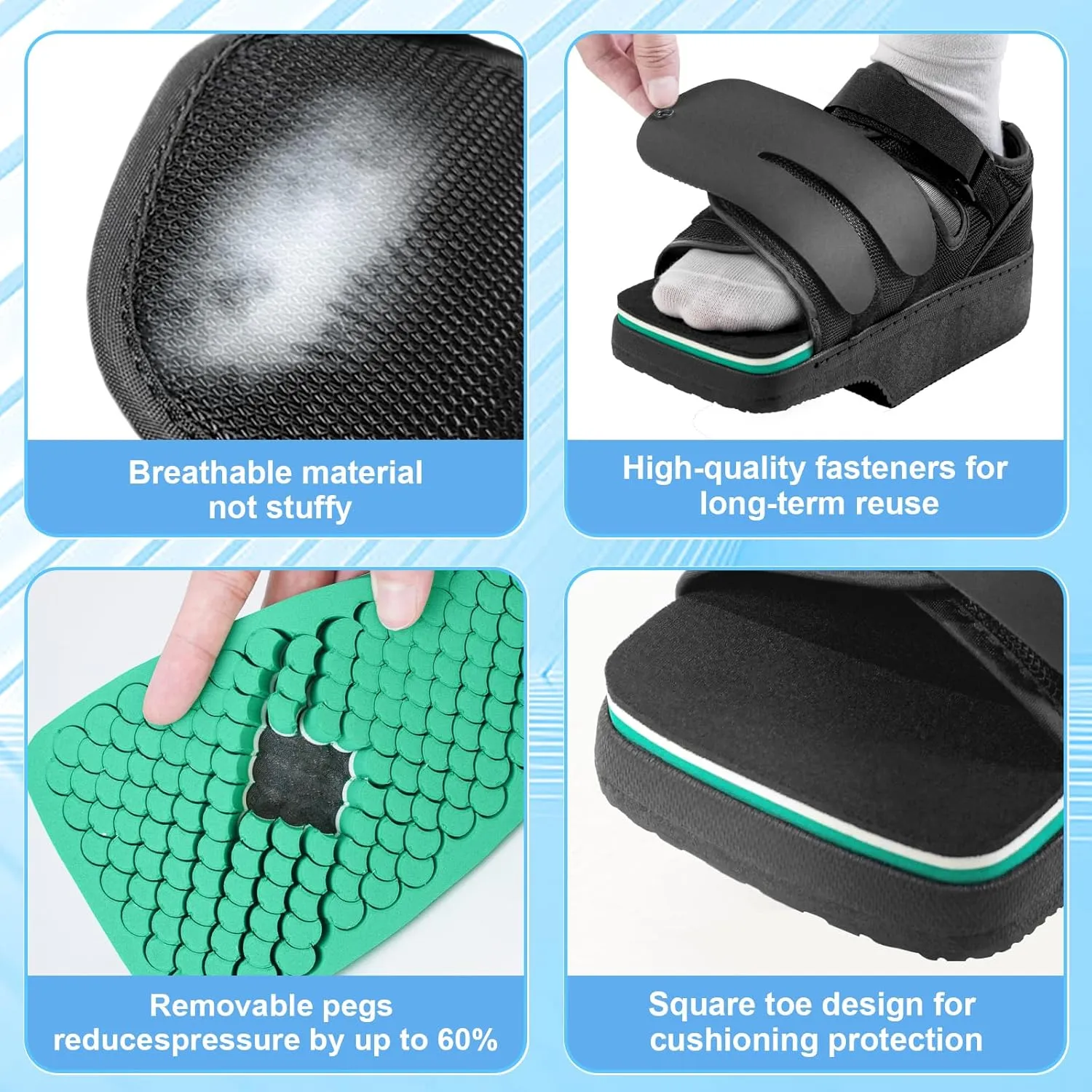 Forefoot Offloading Post Op Shoe-Wedge Post Op Shoe Ortho Wedge Healing Shoes - Offloading Shoes with Peg Assist Insole for Broken Toe, Bunion, Hammer toe, Diabetic Foot Ulcer, S