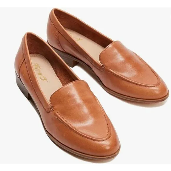 FOWT Coffe Wide Width Loafer Shoes Slip On High Block Stripped Heel Loafer Shoes