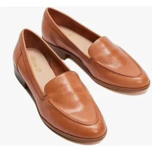 FOWT Coffe Wide Width Loafer Shoes Slip On High Block Stripped Heel Loafer Shoes