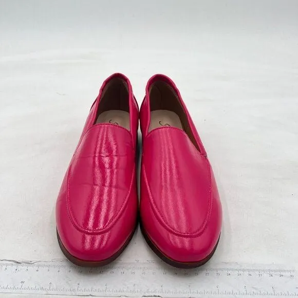 FOWT Fuchsia Wide Width Loafer Slip On Block Stripped Heel Pointed Toe Loafer