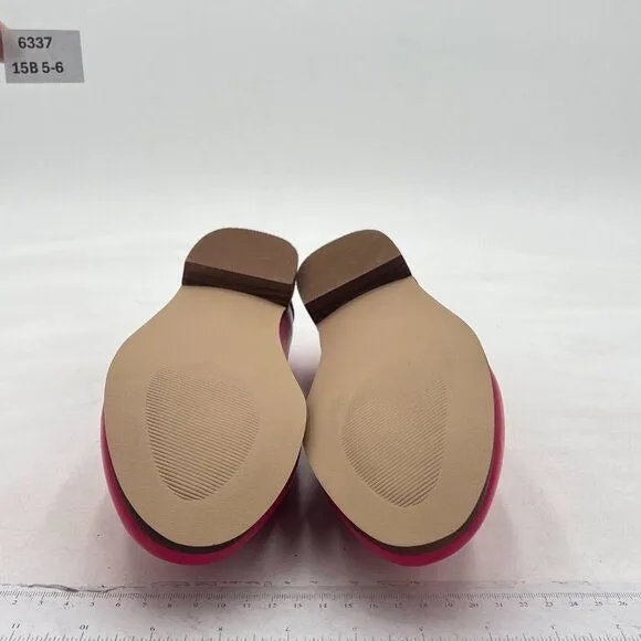 FOWT Fuchsia Wide Width Loafer Slip On Block Stripped Heel Pointed Toe Loafer