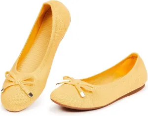 Frank Mully Women's Ballet Flats Round Toe Walking Flats Slip On Work Shoes Knitted Flats Shoes for Woman Soft Lightweight